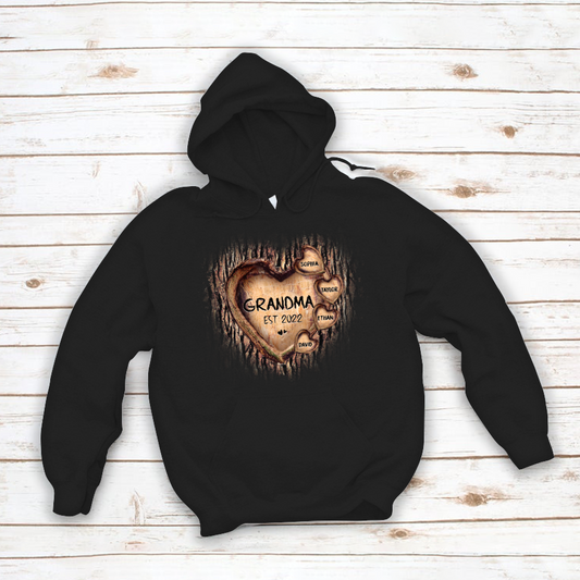 Personalized Grandma And Grandkids Hearts Tree New Hoodie