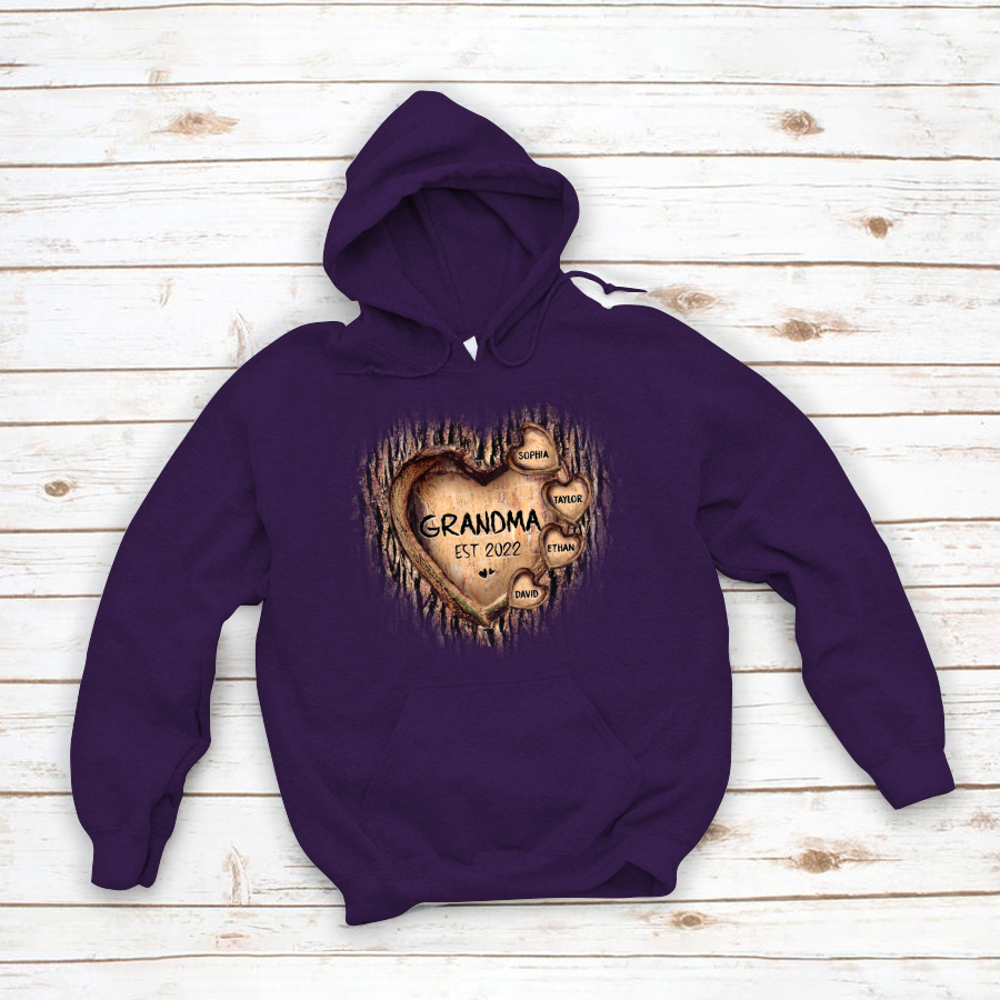 Personalized Grandma And Grandkids Hearts Tree New Hoodie