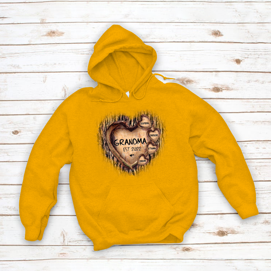 Personalized Grandma And Grandkids Hearts Tree New Hoodie