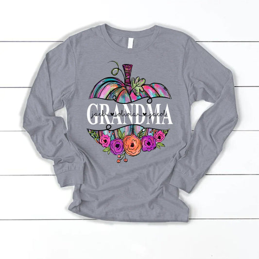 Personalized Grandma Painted Pumpkin 2022 Longsleeve