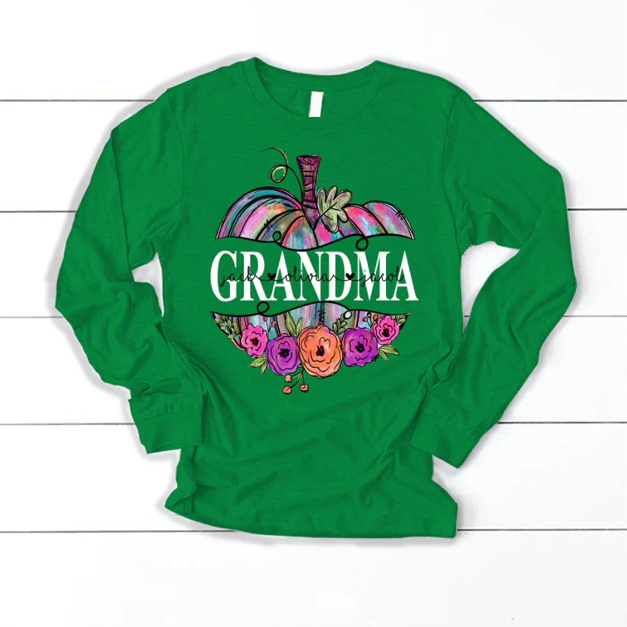 Personalized Grandma Painted Pumpkin 2022 Longsleeve