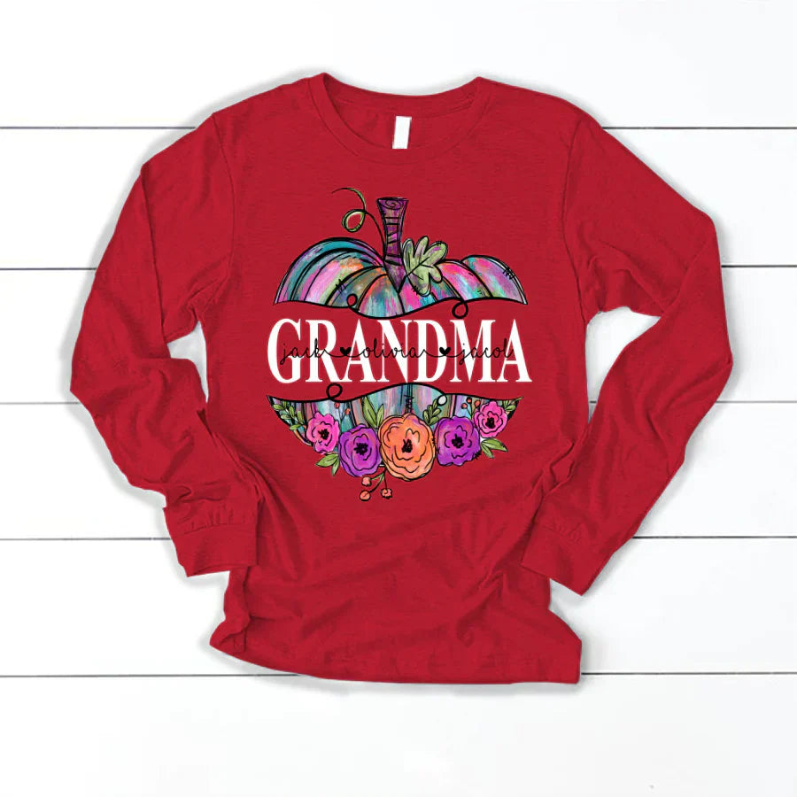 Personalized Grandma Painted Pumpkin 2022 Longsleeve