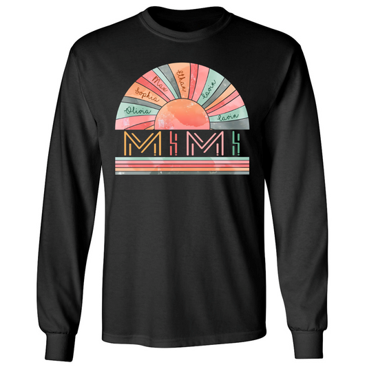 Personalized Grandma Summer Shirt, Custom Nickname Mimi, Mom, Nana Sun Summer Longsleeve