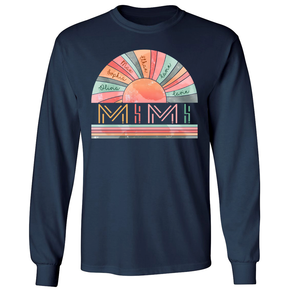 Personalized Grandma Summer Shirt, Custom Nickname Mimi, Mom, Nana Sun Summer Longsleeve