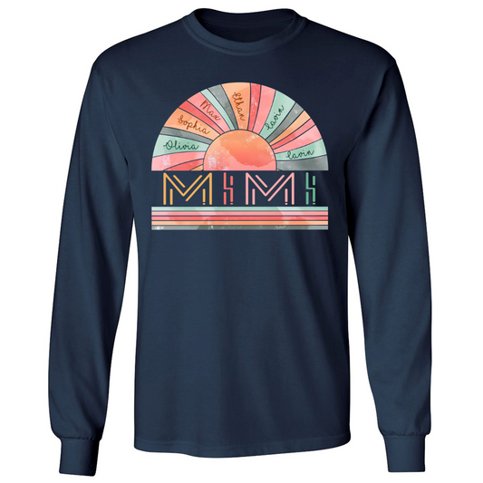 Personalized Grandma Summer Shirt, Custom Nickname Mimi, Mom, Nana Sun Summer Longsleeve