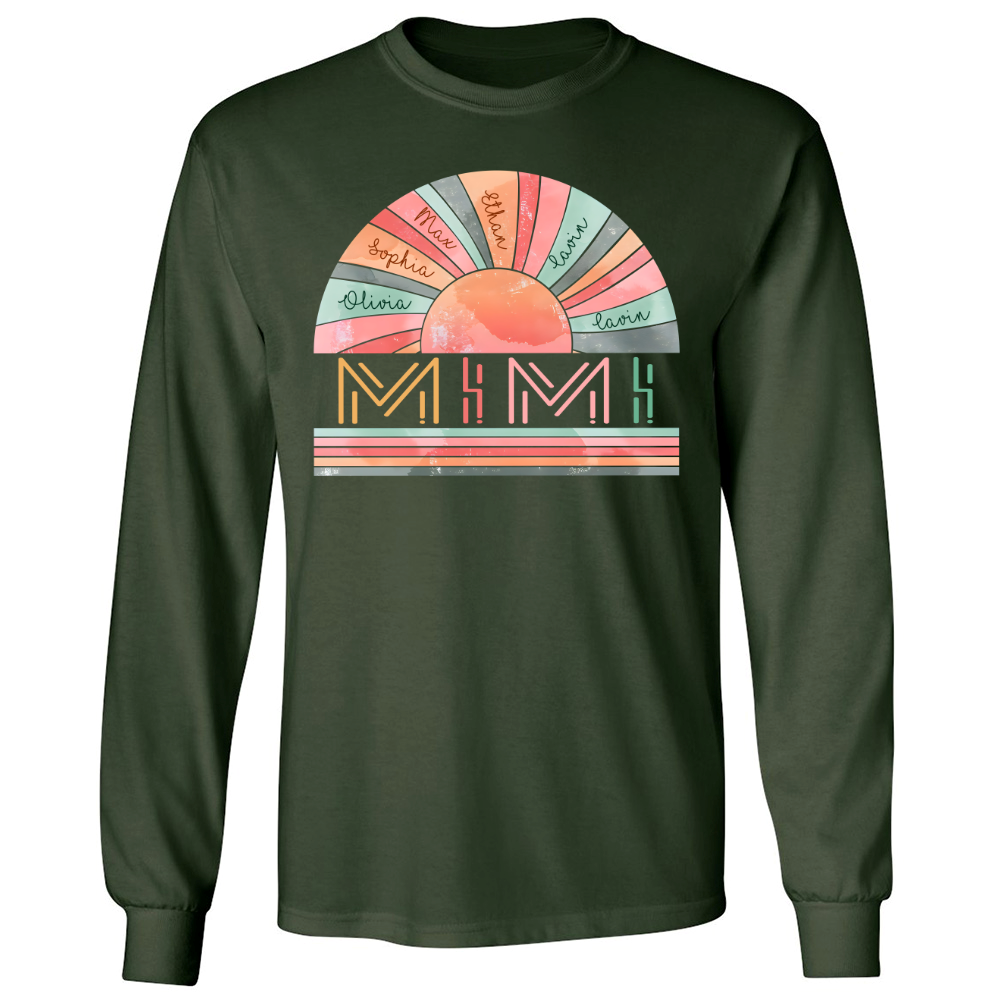Personalized Grandma Summer Shirt, Custom Nickname Mimi, Mom, Nana Sun Summer Longsleeve