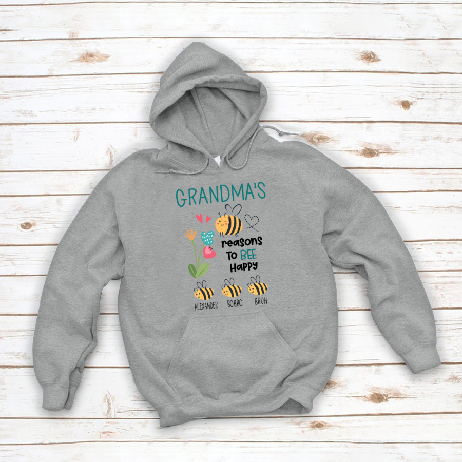 Personalized Grandma's reasons to bee happy and kids Hoodie