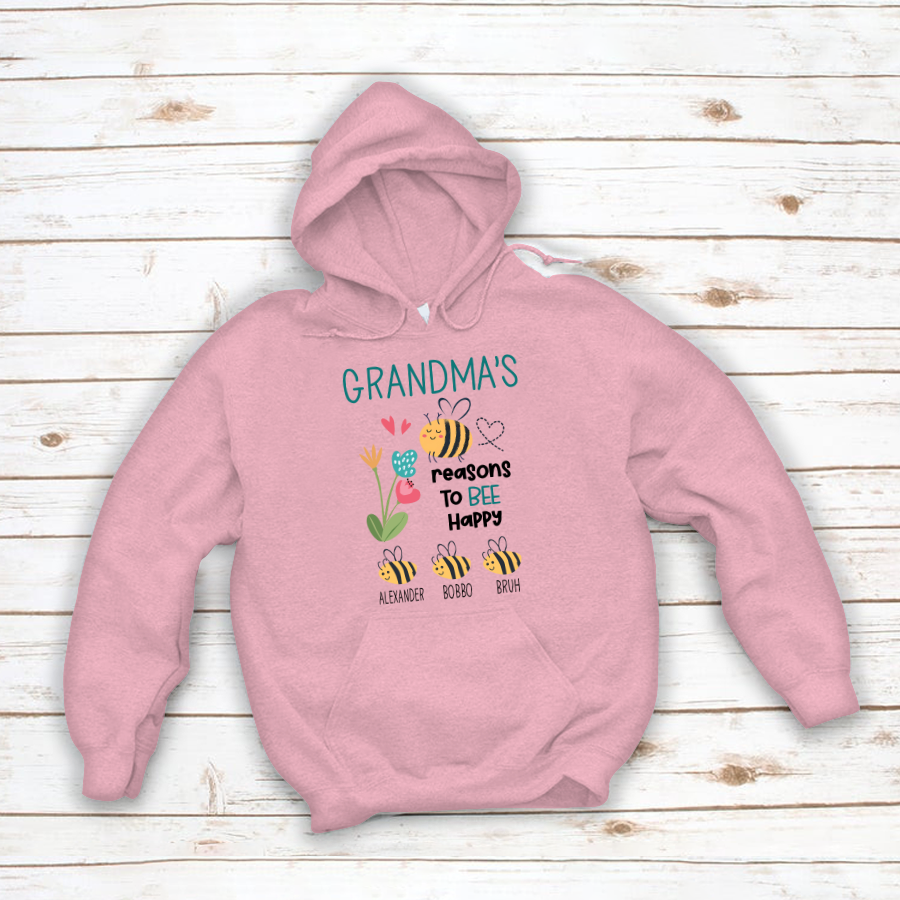 Personalized Grandma's reasons to bee happy and kids Hoodie