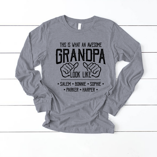 Personalized Grandpa And Grandkids This Is What An Grandpa Looks Like Longsleeve