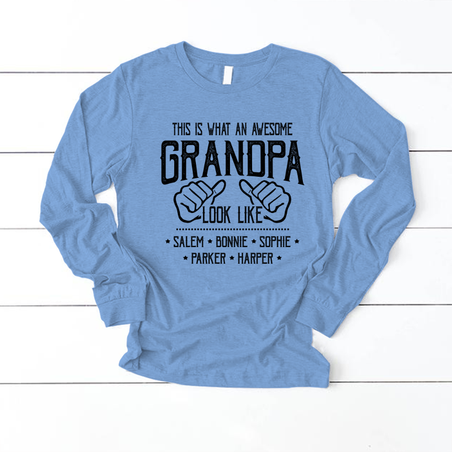 Personalized Grandpa And Grandkids This Is What An Grandpa Looks Like Longsleeve