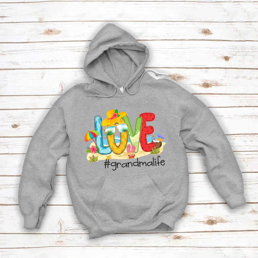 Personalized Love Beach Summer Grandma Life Hoodie