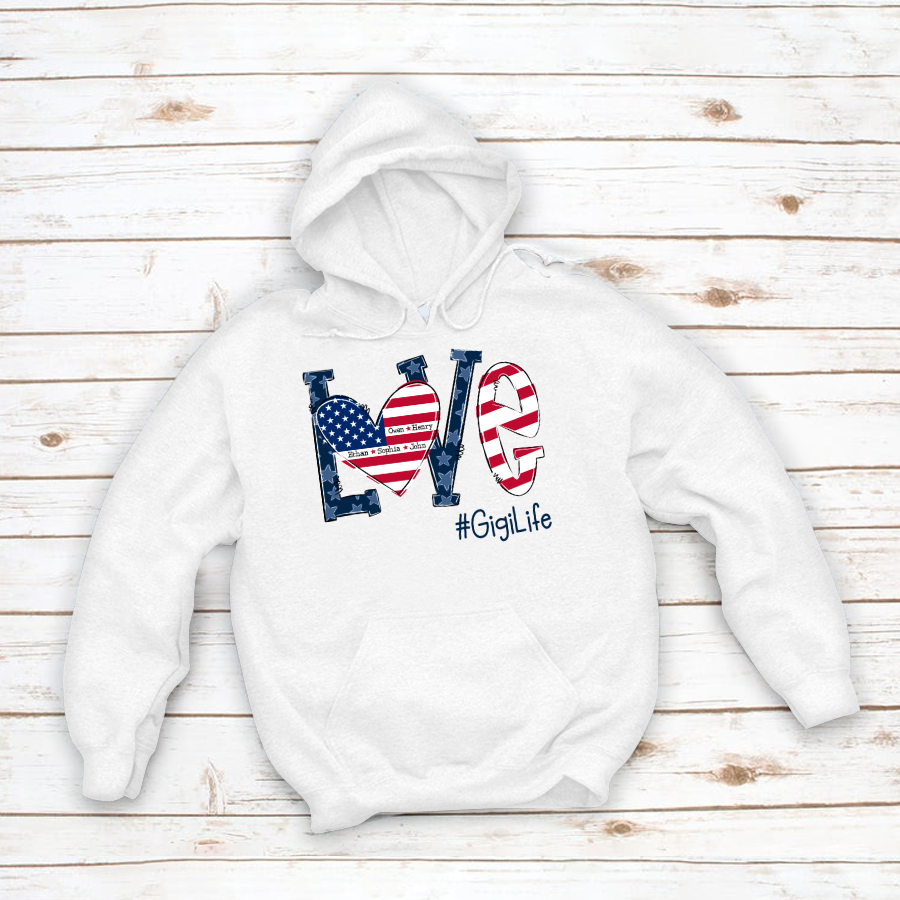 Personalized Love Gigi Life American Flag Hoodie