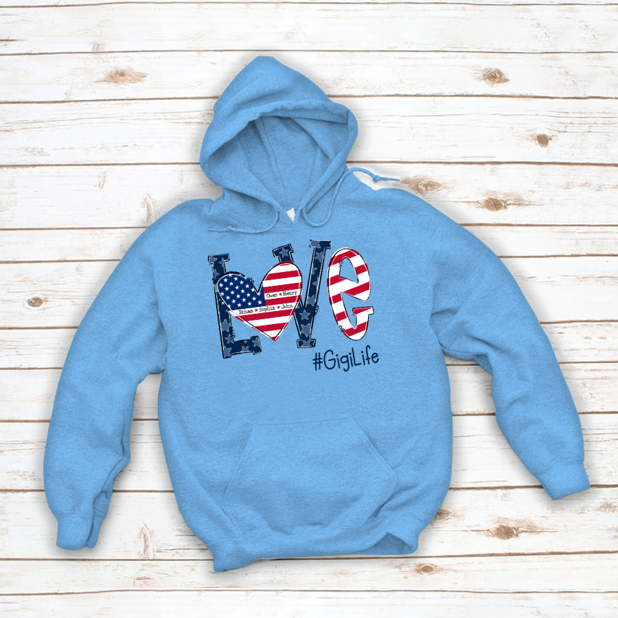 Personalized Love Gigi Life American Flag Hoodie