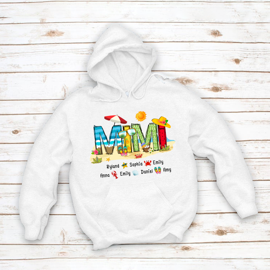 Personalized Mimi Summer Beach Color Kid Names Custom Hoodie