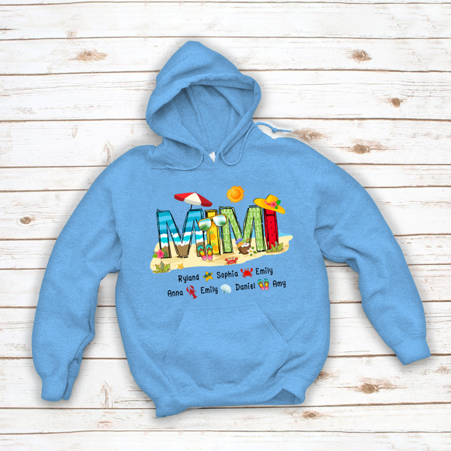Personalized Mimi Summer Beach Color Kid Names Custom Hoodie