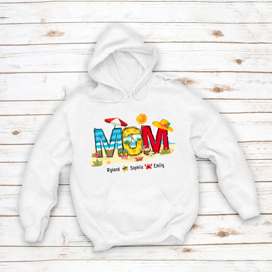 Personalized Nana Grandma Summer Beach Color Kid Names Custom Hoodie
