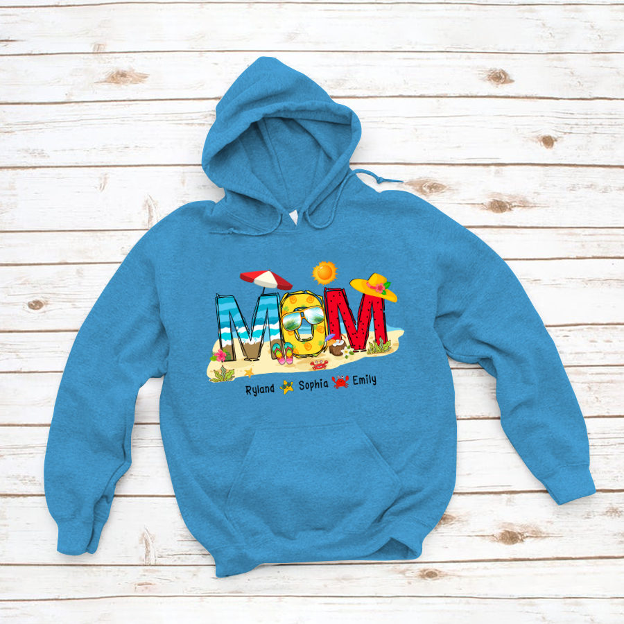 Personalized Nana Grandma Summer Beach Color Kid Names Custom Hoodie