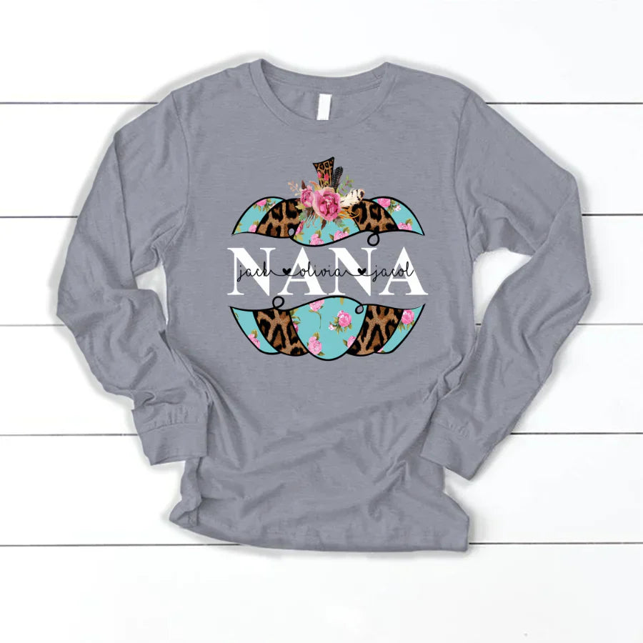 Personalized Nana Pumpkin Flower 2022 Longsleeve