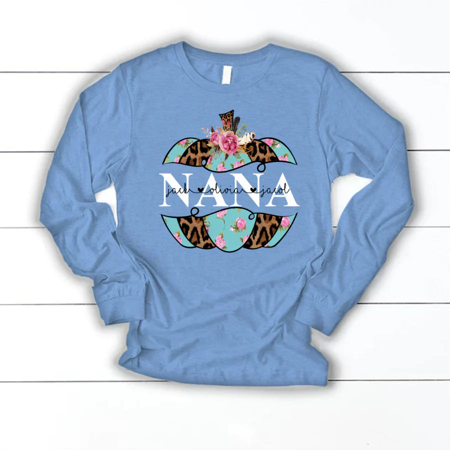 Personalized Nana Pumpkin Flower 2022 Longsleeve