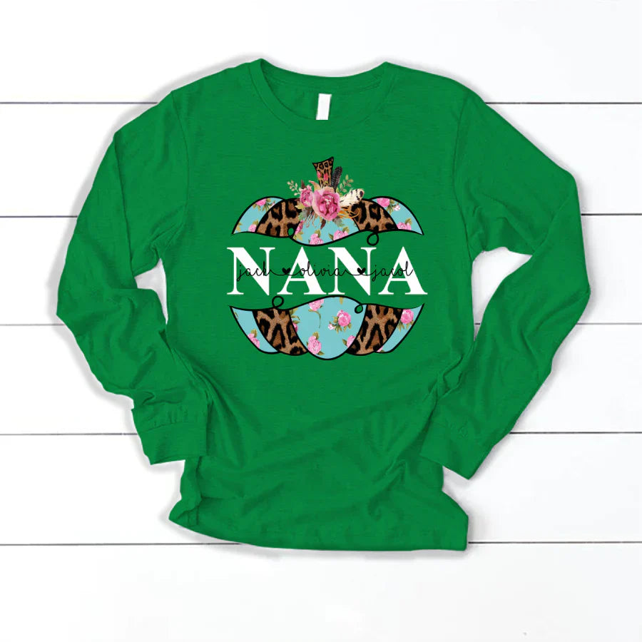 Personalized Nana Pumpkin Flower 2022 Longsleeve