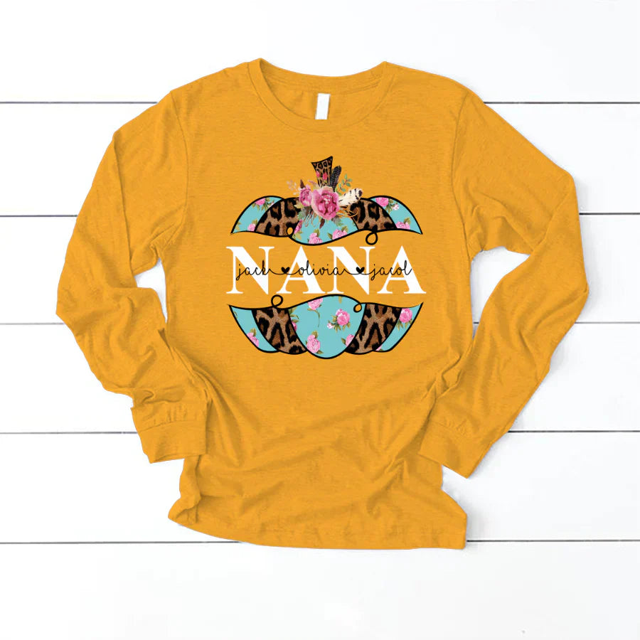 Personalized Nana Pumpkin Flower 2022 Longsleeve