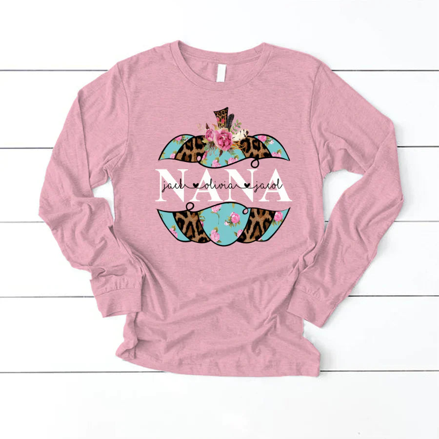 Personalized Nana Pumpkin Flower 2022 Longsleeve