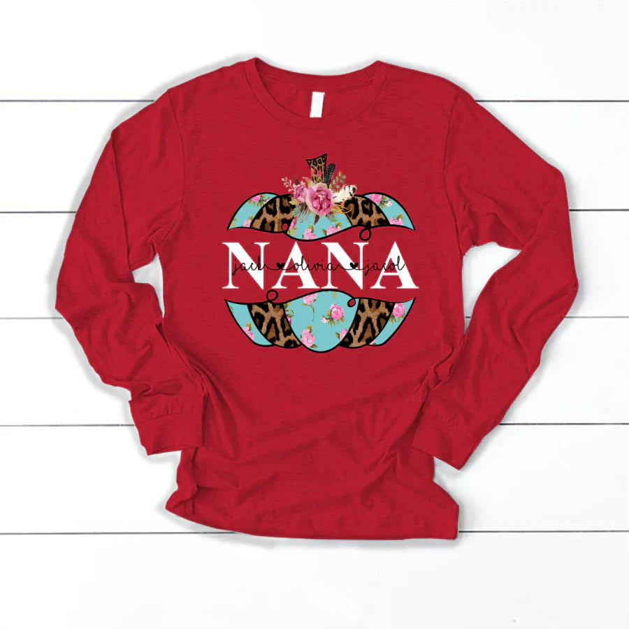 Personalized Nana Pumpkin Flower 2022 Longsleeve