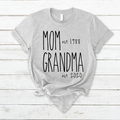 Personalized New Mom And Grandma Est Custom Year T-Shirt