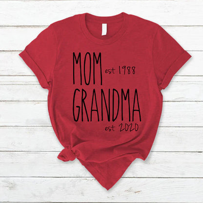Personalized New Mom And Grandma Est Custom Year T-Shirt