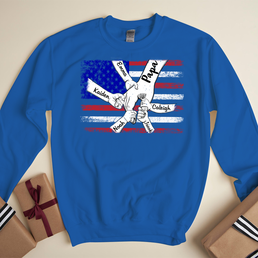 Personalized Papa Grandkids Flag Sweatshirt