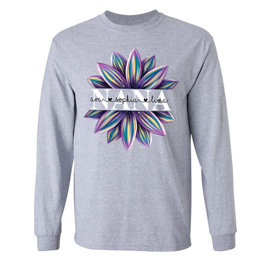 Personalized grandma and grandkids flower trend Longsleeve