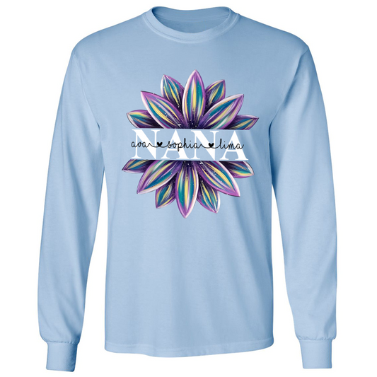 Personalized grandma and grandkids flower trend Longsleeve