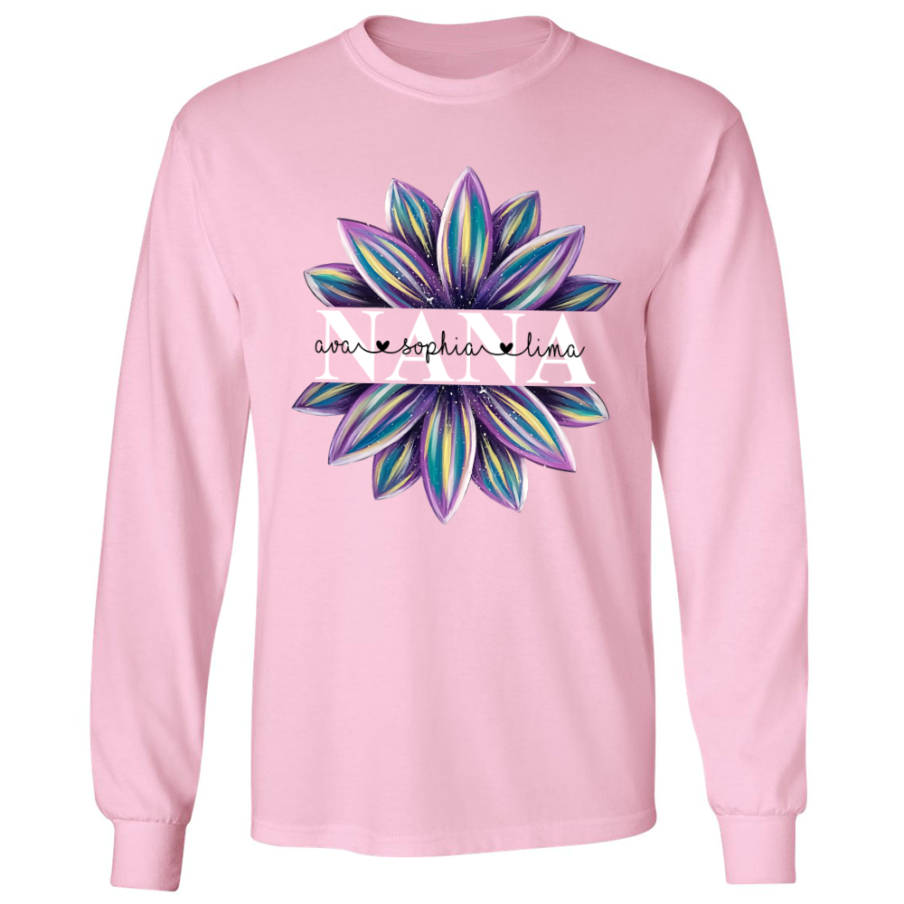 Personalized grandma and grandkids flower trend Longsleeve