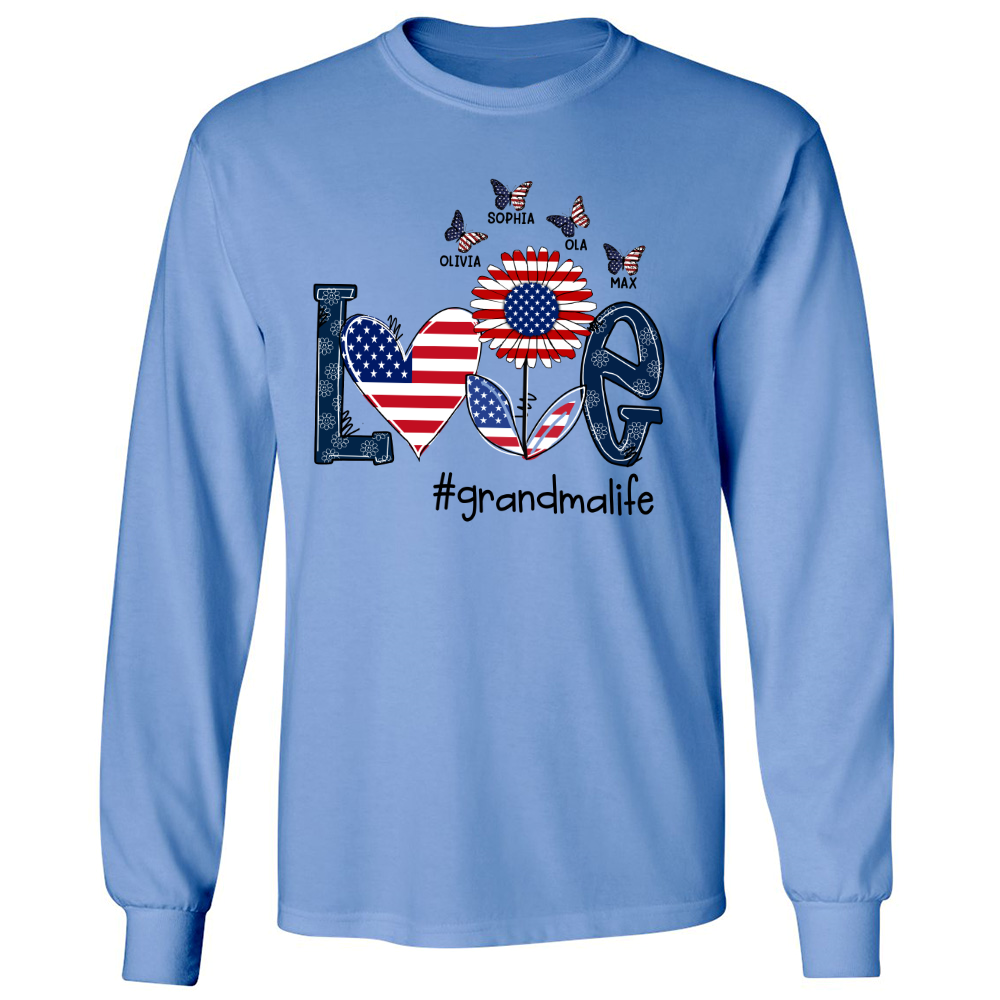 Personalized love grandma life usa butterfly Longsleeve