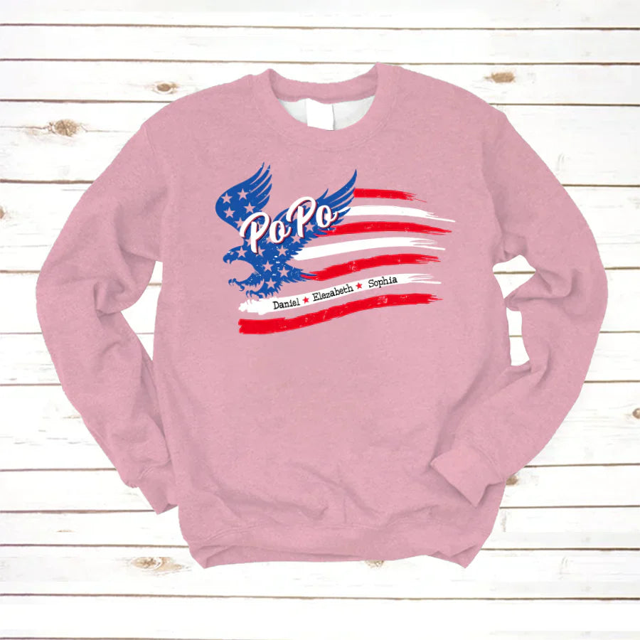 PoPo With Grandkids Names 4th Of July CTL94 Sweatshirt