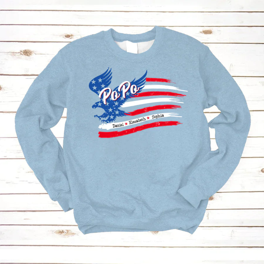 PoPo With Grandkids Names 4th Of July CTL94 Sweatshirt