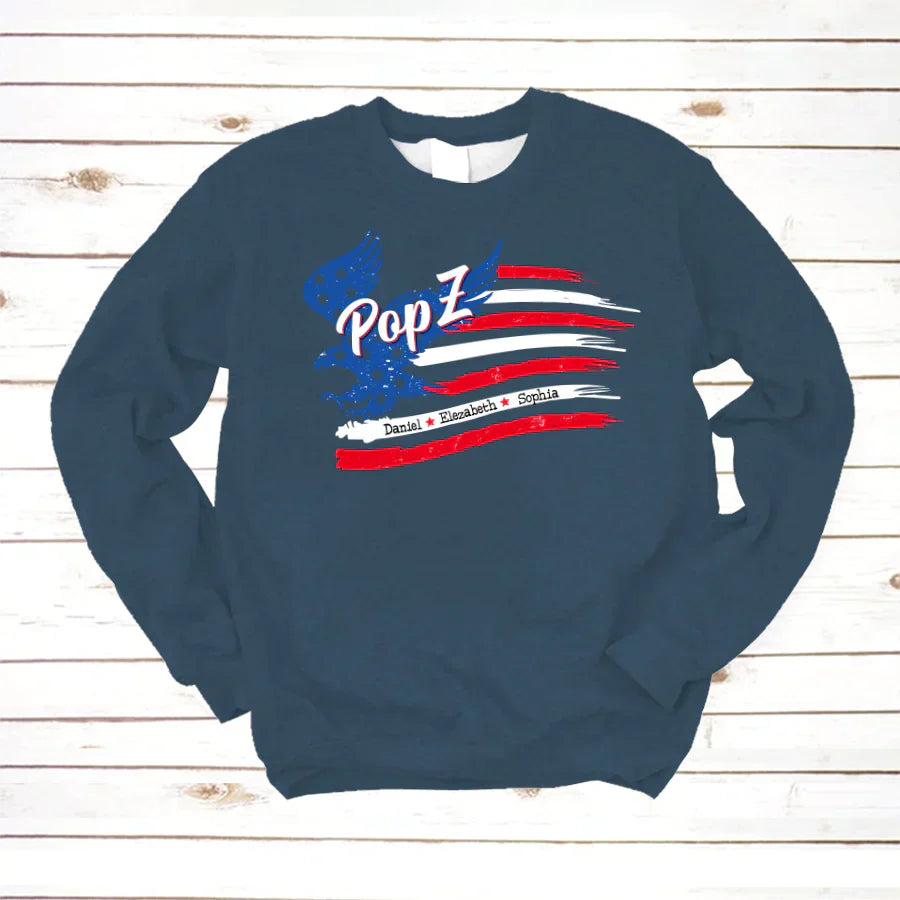 PopZ With Grandkids Names 4th Of July CTL94 Sweatshirt