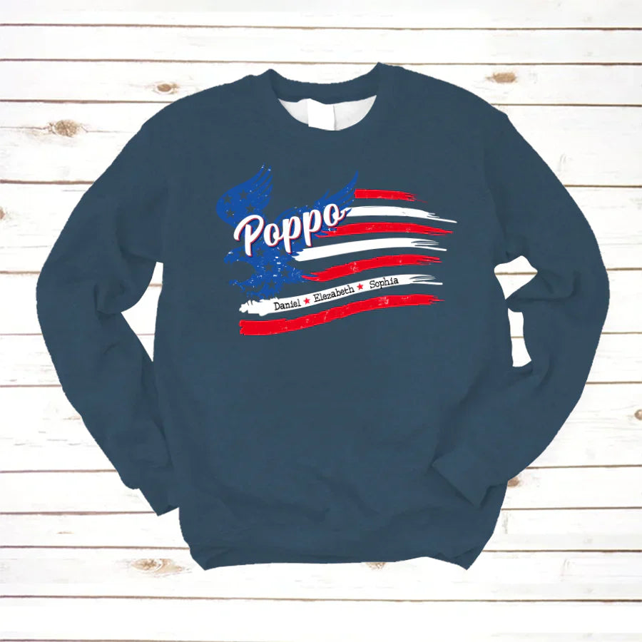 Poppo With Grandkids Names 4th Of July CTL94 Sweatshirt