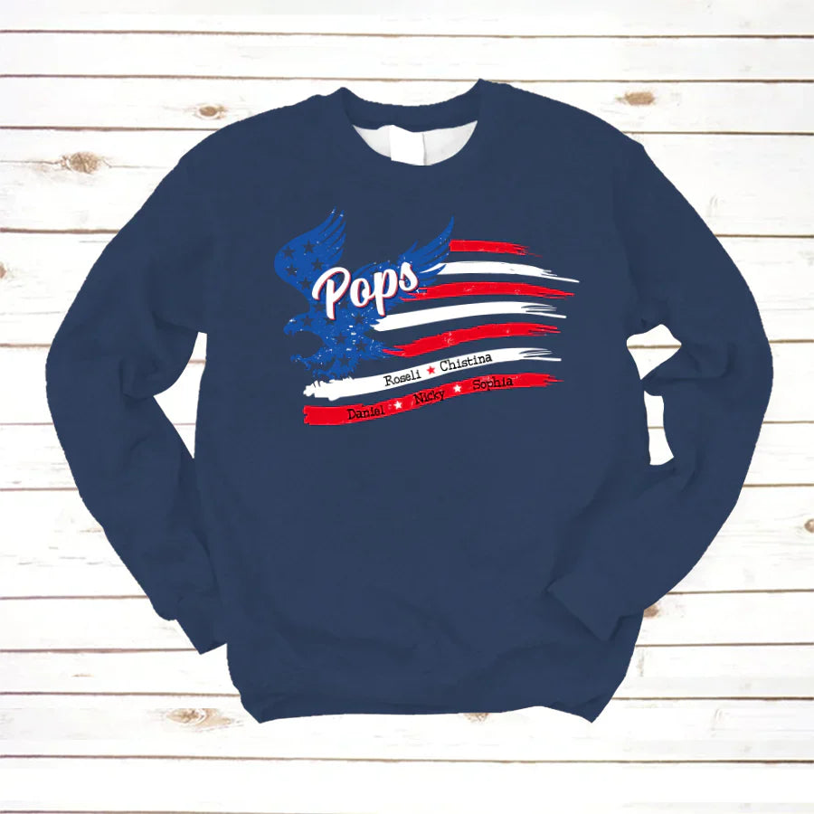 Pops With Grandkids Names 4th Of July CTL94 Sweatshirt