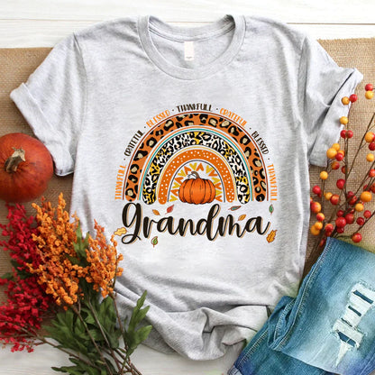 Rainbow Thankfull Grateful Blessed Grandma CTH01 T-Shirt
