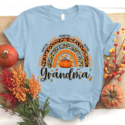 Rainbow Thankfull Grateful Blessed Grandma CTH01 T-Shirt
