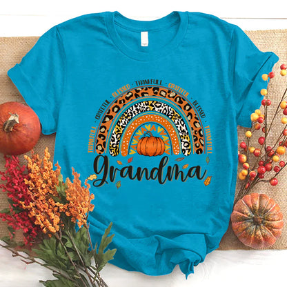 Rainbow Thankfull Grateful Blessed Grandma CTH01 T-Shirt
