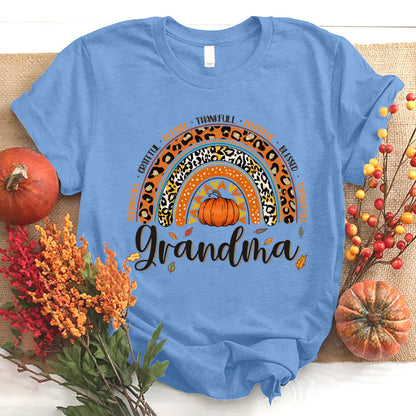 Rainbow Thankfull Grateful Blessed Grandma CTH01 T-Shirt