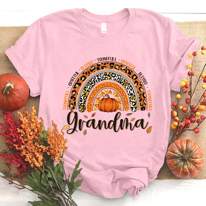Rainbow Thankfull Grateful Blessed Grandma CTH01 T-Shirt