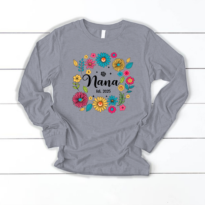 Retro Flower Nana Custom Nana And Est Year Shirt