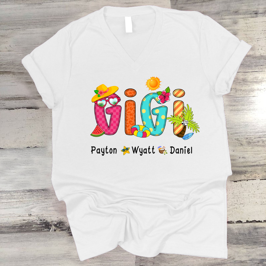 Summer Beach Gigi And Grandkids Personalized Shirt