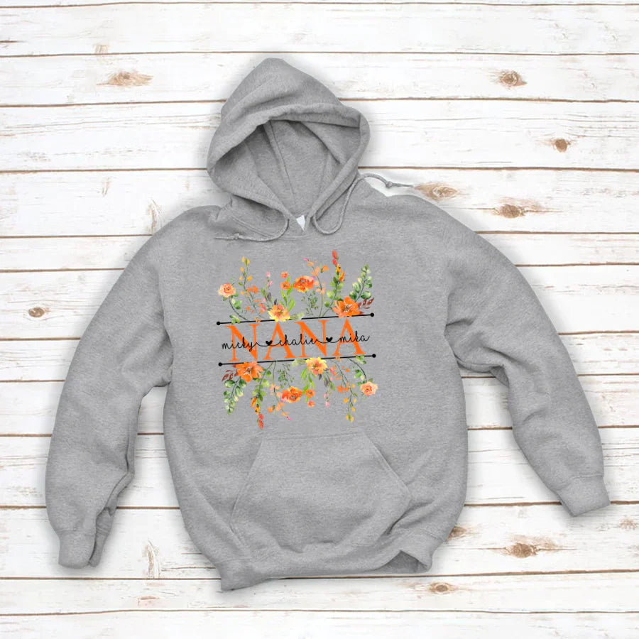 Summer Flowers Nana And Grandkids CTH01 Hoodie