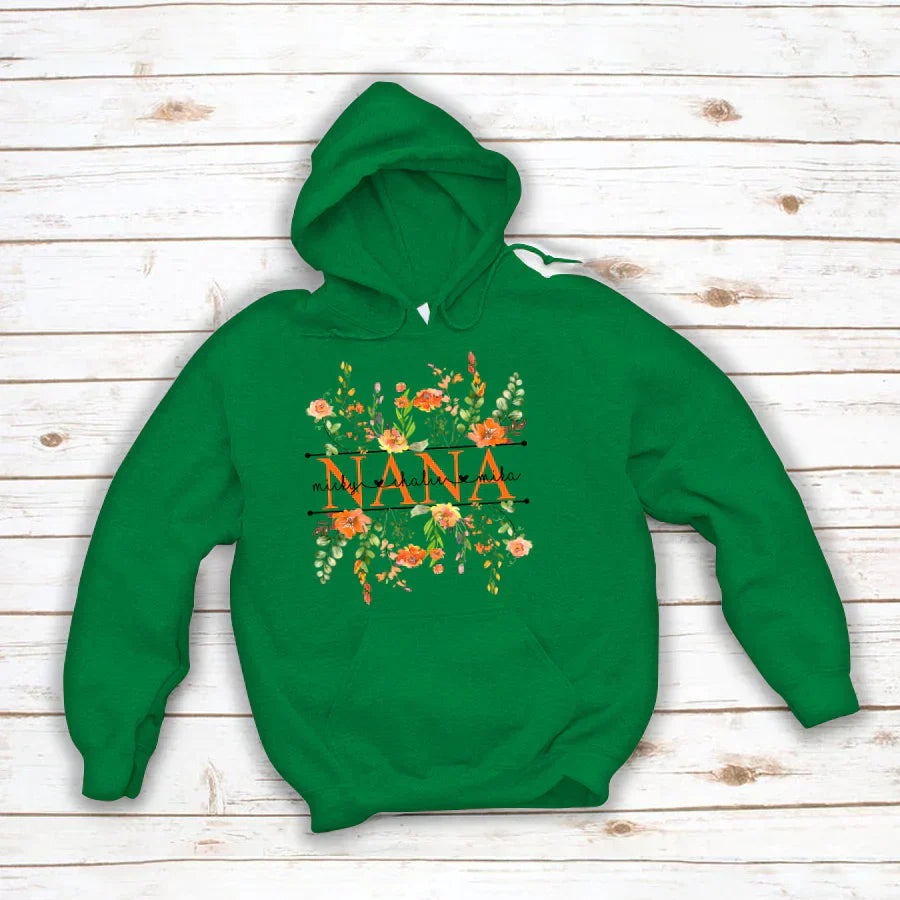 Summer Flowers Nana And Grandkids CTH01 Hoodie