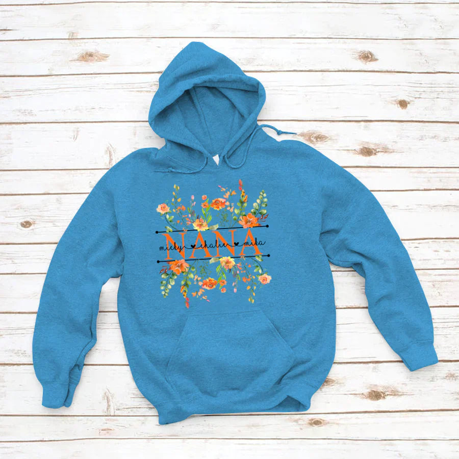 Summer Flowers Nana And Grandkids CTH01 Hoodie