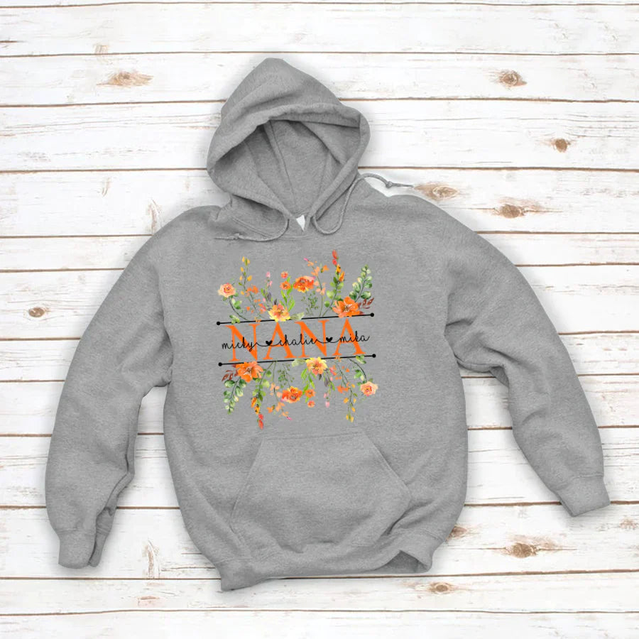 Summer Flowers Nana And Grandkids CTH01 Hoodie